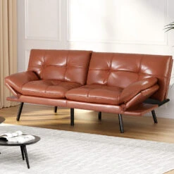 3-Seater Split Back PU Leather Sofa Bed – Brown -Home Luxe Store SBED J 01 LEA BR AB 202506191531 06