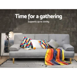 3 Seater Fabric Sofa Bed (Grey) -Home Luxe Store SBED R1C LINEN BK 202502281308 05