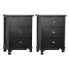 2x Bedside Table 3 Drawers Vintage - THYME Black