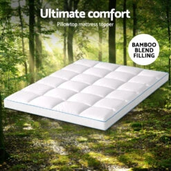Mattress Topper Pillowtop Bamboo 10cm Double -Home Luxe Store TOPPER BAM 10 D 217078 03