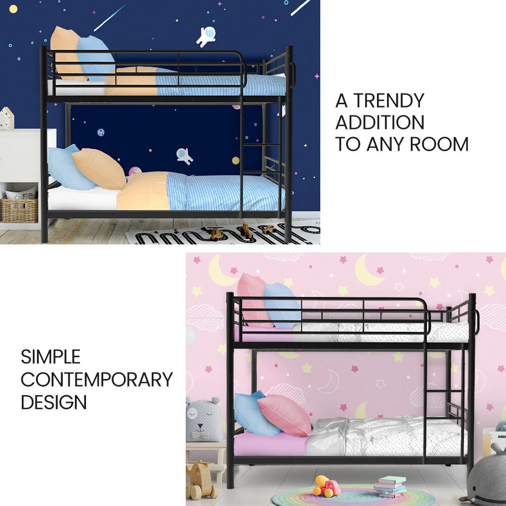 2-in-1 King Single Metal Bunk Bed Frame - Dark Matte Grey 2 2-in-1 King Single Metal Bunk Bed Frame - Dark Matte Grey - Image 2
