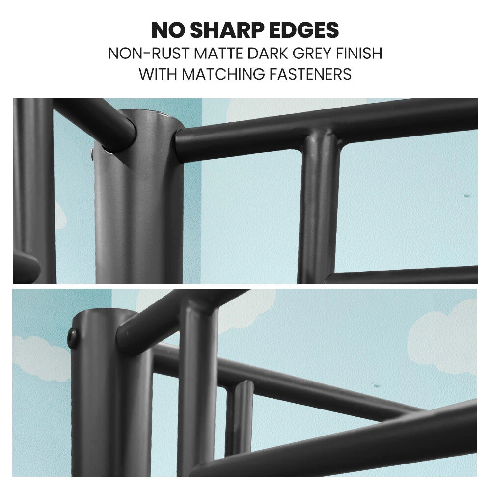 2-in-1 King Single Metal Bunk Bed Frame - Dark Matte Grey 4 2-in-1 King Single Metal Bunk Bed Frame - Dark Matte Grey - Image 4