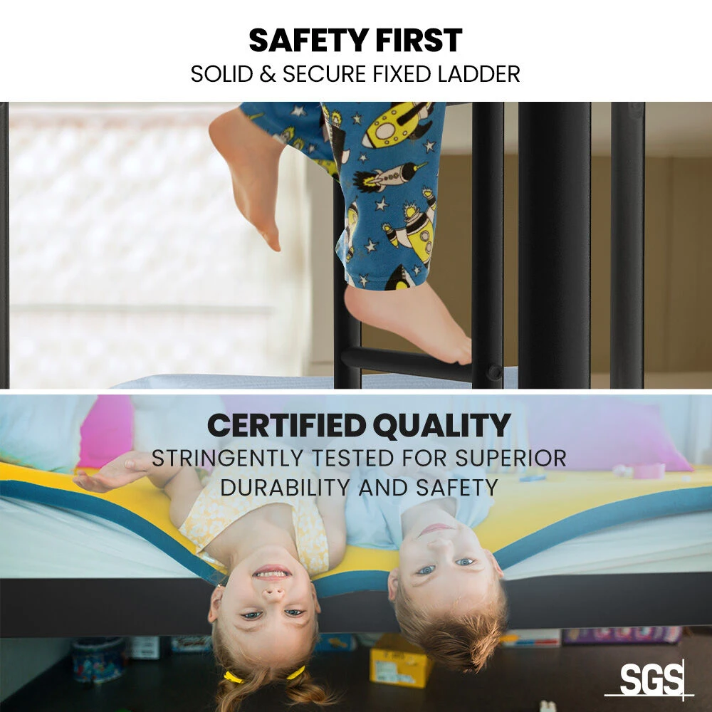 2-in-1 King Single Metal Bunk Bed Frame - Dark Matte Grey 6 2-in-1 King Single Metal Bunk Bed Frame - Dark Matte Grey - Image 6