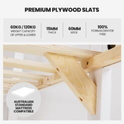 Kids Wooden Convertible Bunk Bed (Can Convert To 2 Singles) - White -Home Luxe Store V219 BEDSBBKS02WA 73762 02