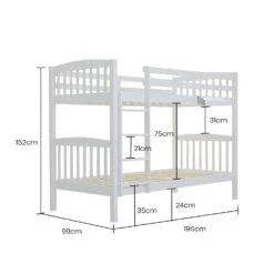 Kids Wooden Convertible Bunk Bed (Can Convert To 2 Singles) - White -Home Luxe Store V219 BEDSBBKS02WA 73762 09