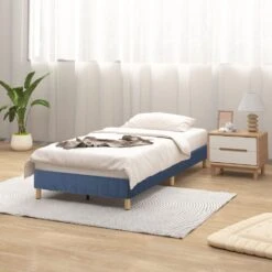 Single Metal Bed Frame Mattress Foundation - Blue -Home Luxe Store V264 BFS 207F BLU SL 1 54139 07