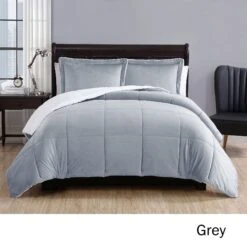 3 Piece Micro Mink Comforter Set Grey King