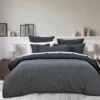 Bianca Hallston Charcoal Pre-Washed Cotton Quilt Cover Set Queen