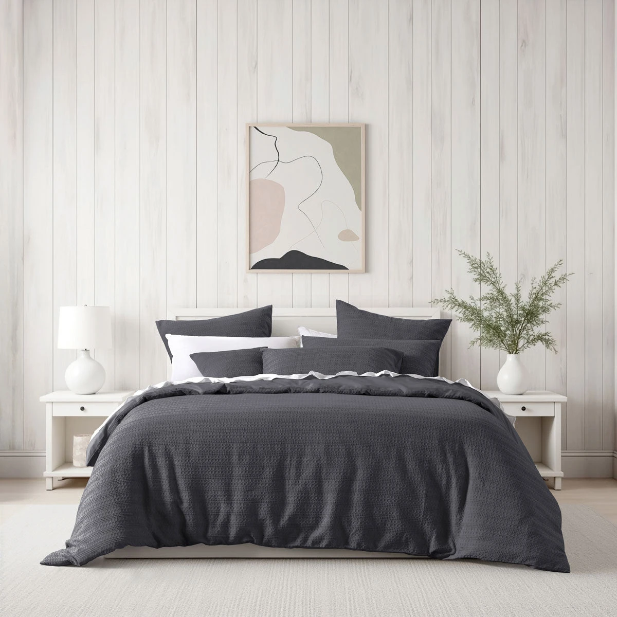 Bianca Kahlani Charcoal Waffle Quilt Cover Set Single 1 Bianca Kahlani Charcoal Waffle Quilt Cover Set Single