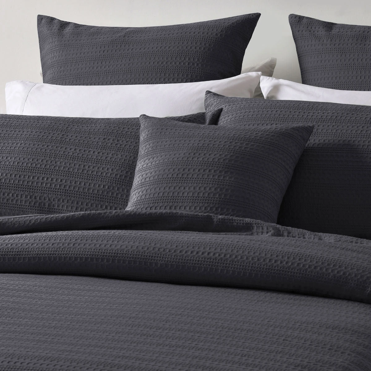 Bianca Kahlani Charcoal Waffle Quilt Cover Set Single 3 Bianca Kahlani Charcoal Waffle Quilt Cover Set Single - Image 3