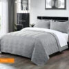 3 Piece Embossed Comforter Set King Silver