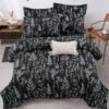 Floral Leaves Comforter Set, Queen Size, Microfiber Quilted Bedding With Pillowcase