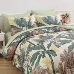 Soft Floral Leaf Comforter Set, King Size, Warm Quilted Bedding With Pillowcases -Home Luxe Store V745 MAB010936AJ3 191342 04