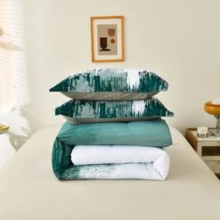 Floral Stripes Comforter Set, King Size, Plush 3-Piece Bedding With Pillowcases -Home Luxe Store V745 MAB010940AJ3 191346 03