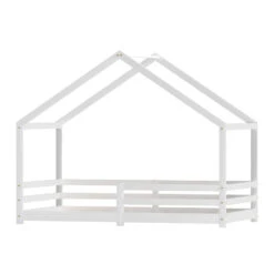 Amos House Shaped Single Wooden Bed Frame White -Home Luxe Store WBED AMOS S WH AB 173346 00