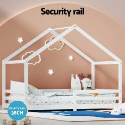 Amos House Shaped Single Wooden Bed Frame White -Home Luxe Store WBED AMOS S WH AB 173346 05