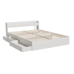 Aura Double Bed Frame With 2 Storage Drawers White -Home Luxe Store WBED AURA D WH ABC 139274 00