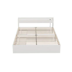 Aura Double Bed Frame With 2 Storage Drawers White -Home Luxe Store WBED AURA D WH ABC 139274 02