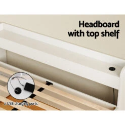 Aura Double Bed Frame With 2 Storage Drawers White -Home Luxe Store WBED AURA D WH ABC 139274 04