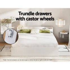 Aura Double Bed Frame With 2 Storage Drawers White -Home Luxe Store WBED AURA D WH ABC 139274 05