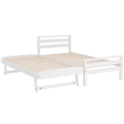 Avis Wooden Trundle Single Bed Frame White -Home Luxe Store WBED AVIS S WH AB 150733 02