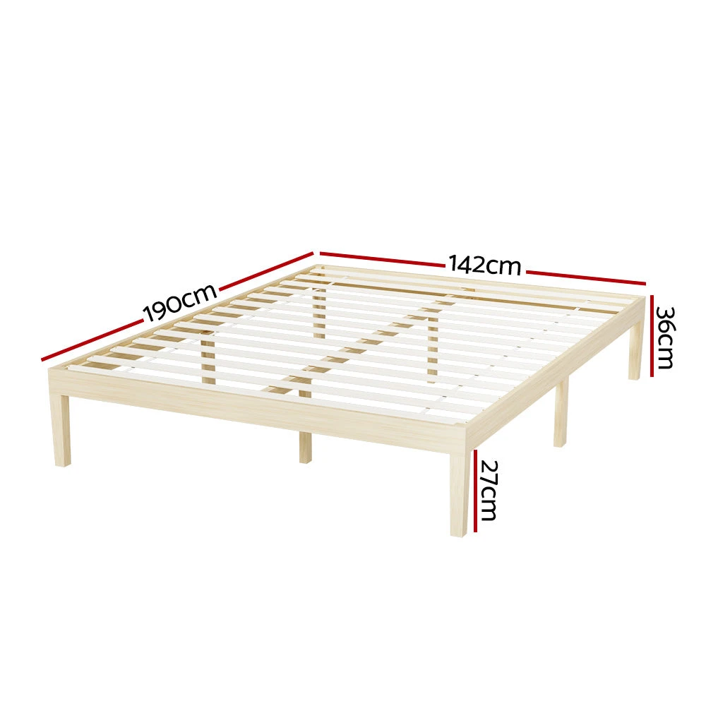Double Package | Bruno Minimalist Solid Pinewood Bed Frame & Bonita Pillow Top Mattress (Medium Firm) 3 Double Package | Bruno Minimalist Solid Pinewood Bed Frame & Bonita Pillow Top Mattress (Medium Firm) - Image 3