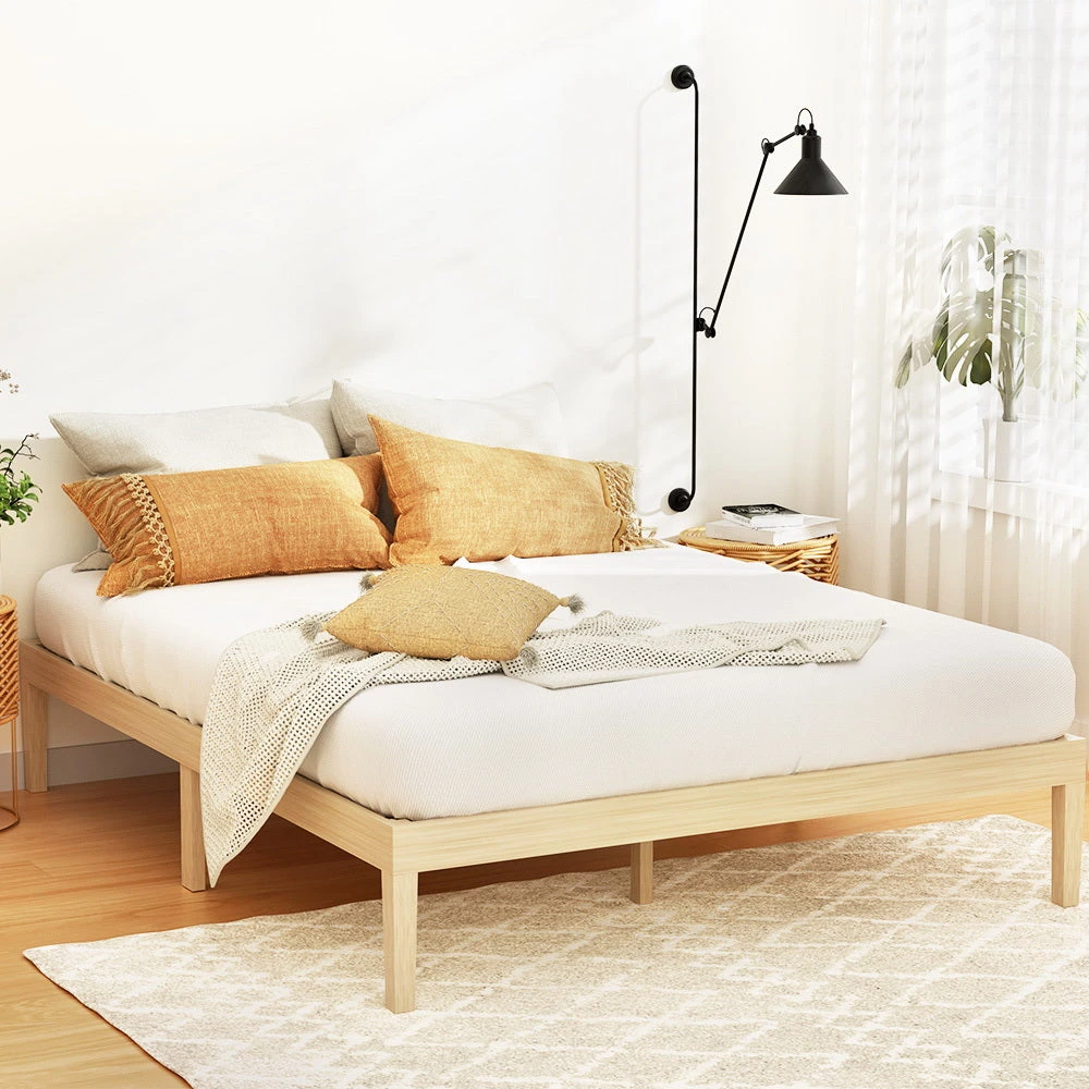 Queen Package | Bruno Minimalist Solid Pinewood Bed Frame & Bonita Pillow Top Mattress (Medium Firm) 2 Queen Package | Bruno Minimalist Solid Pinewood Bed Frame & Bonita Pillow Top Mattress (Medium Firm) - Image 2