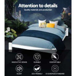Fairy Wooden Double Bed Frame White -Home Luxe Store WBED C 040D 137 AB 13914 02