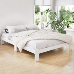 Fairy Wooden Double Bed Frame White