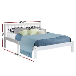 Whitehaven Wooden Double Bed Frame White -Home Luxe Store WBED D 001D WH 18055 02