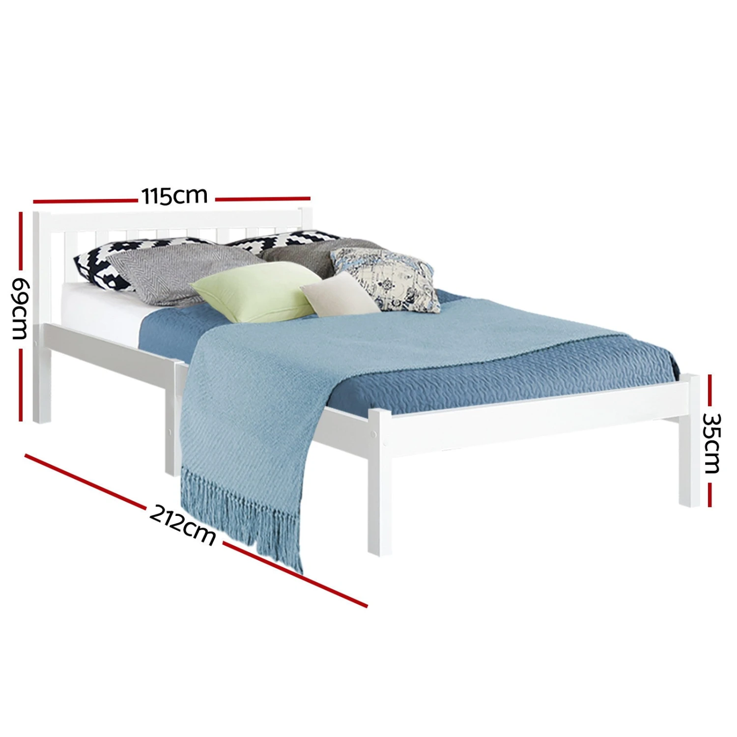 Whitehaven Wooden King Single Bed Frame White 3 Whitehaven Wooden King Single Bed Frame White - Image 3