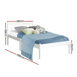 Whitehaven Wooden Single Bed Frame White -Home Luxe Store WBED D 001S WH 14085 01