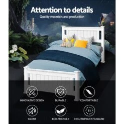 Cottesloe Wooden Single Bed White -Home Luxe Store WBED D 004S 92 AB 14133 03