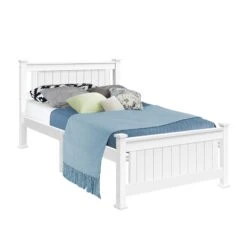 Cottesloe Wooden Single Bed White -Home Luxe Store WBED D 004S 92 AB 14133 07