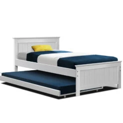 Kids Elvis Wooden King Single Trundle Bed Frame White -Home Luxe Store WBED D 03KS 107 AB 15307 00
