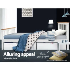 Kewarra Wooden Double Bed Frame White -Home Luxe Store WBED D TC18 137 AB 18056 05