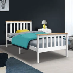 Kewarra Wooden Single Bed Frame White -Home Luxe Store WBED D TC18 92 15381 06