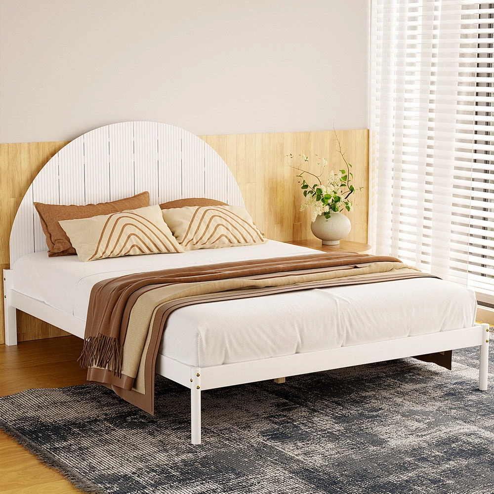 Daly Queen Wooden Bed Frame White 1 Daly Queen Wooden Bed Frame White