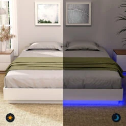 Dayglow Double LED Wooden Bed Frame – Pine -Home Luxe Store WBED DAYGLOW D WH ABC 202506271044 04