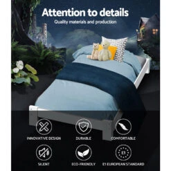 Fairy Wooden King Single Bed Frame White -Home Luxe Store WBED F BASE JADE KS 20675 02