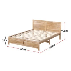 Cabarita Double Acacia Wooden Bed Frame – Oatmeal -Home Luxe Store WBED F OATMEAL D NA ABC 202505131408 01
