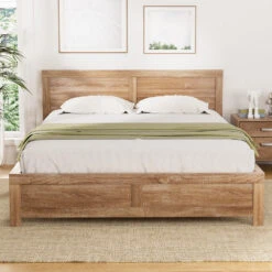 Cabarita Double Acacia Wooden Bed Frame – Oatmeal