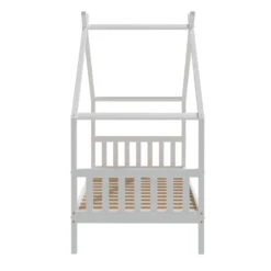 Single Size House Bed Frame For Kids – Montessori Style (White) -Home Luxe Store WBED G CABIN S WH AB 202505231805 03