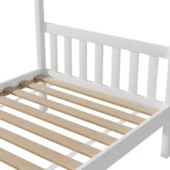 Single Size House Bed Frame For Kids – Montessori Style (White) -Home Luxe Store WBED G CABIN S WH AB 202505231805 05