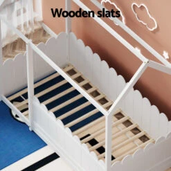 Kori House Shaped Single Wooden Bed Frame White -Home Luxe Store WBED KORI S WH AB 173484 06