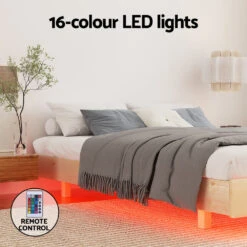 Odin Double Floating Style LED Solid Pinewood Bed Frame -Home Luxe Store WBED ODIN D WD AB 139403 05