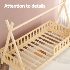 Teepee Style Pine Wood Single Bed Frame Oak -Home Luxe Store WBED PUAH S PN AB 187638 05
