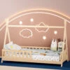 Teepee Style Pine Wood Single Bed Frame Oak
