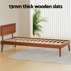 Splay Single Wooden Bed Frame Walnut -Home Luxe Store WBED SPLAY S WAL 150738 04