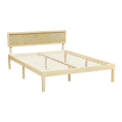 Yumi Solid Pinewood Double Bed Frame -Home Luxe Store WBED YUMI D WD AB 139241 00